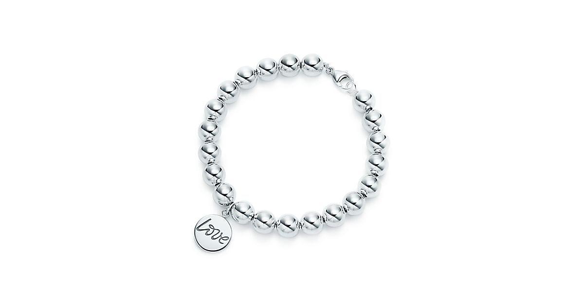 Paloma's Graffiti love tag in sterling silver on a bead bracelet ...