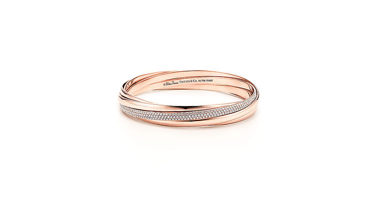 Paloma's Melody five-band bangle in 18k rose gold with diamonds, medium ...
