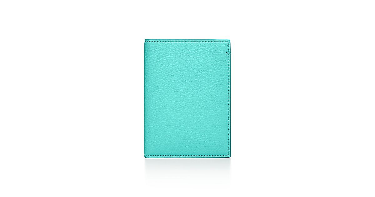 Passport cover in Tiffany Blue® grain calfskin leather. Tiffany & Co.