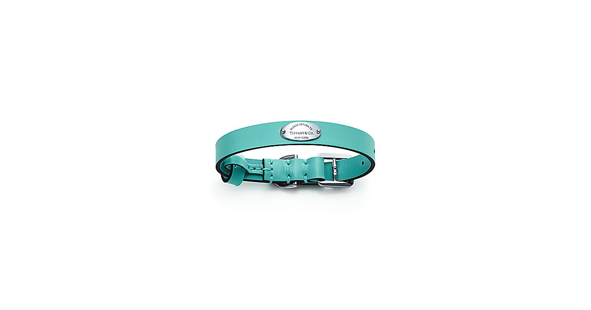 Pet collar in Tiffany Blue® leather, small. Tiffany & Co.