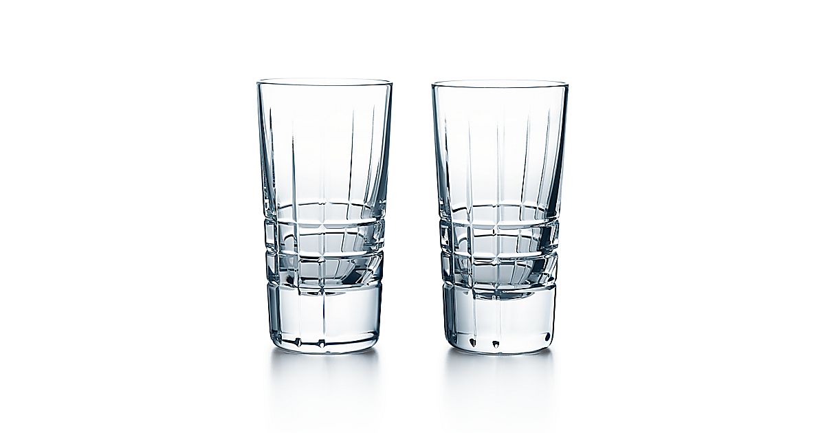 Plaid shot glass in crystal, set of two. | Tiffany & Co.