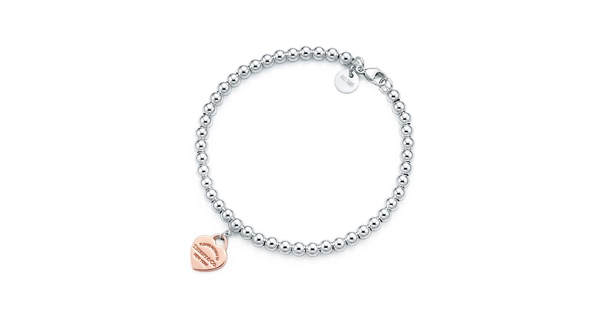 Return to Tiffany® bead bracelet in silver and Rubedo® metal, medium ...