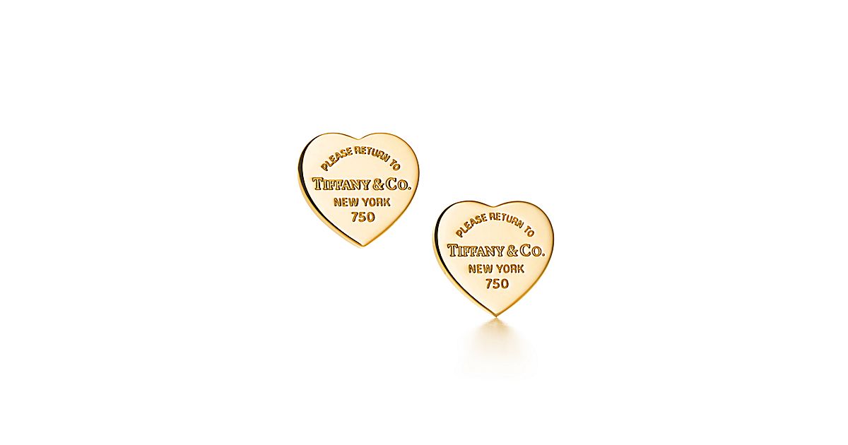 Return to Tiffany® mini heart tag earrings in 18k gold. | Tiffany & Co.