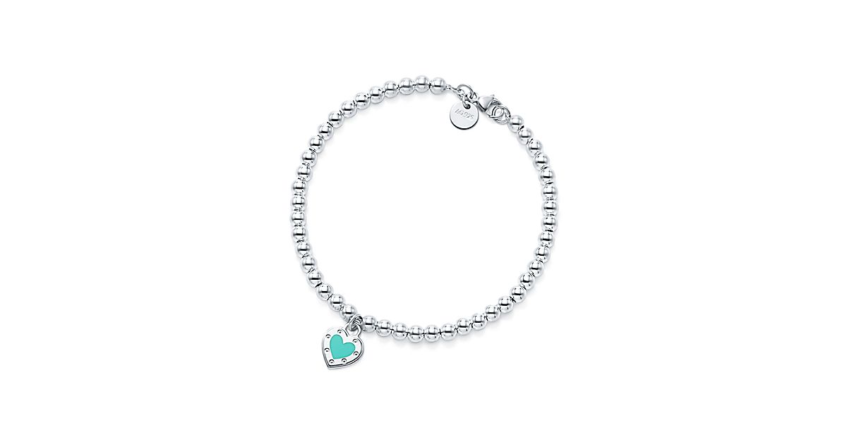 Return To Tiffany Love Heart Bead Bracelet In Silver With Enamel Return To Tiffany Love Heart Bead Bracelet In Silver With Enamel Finish Co
