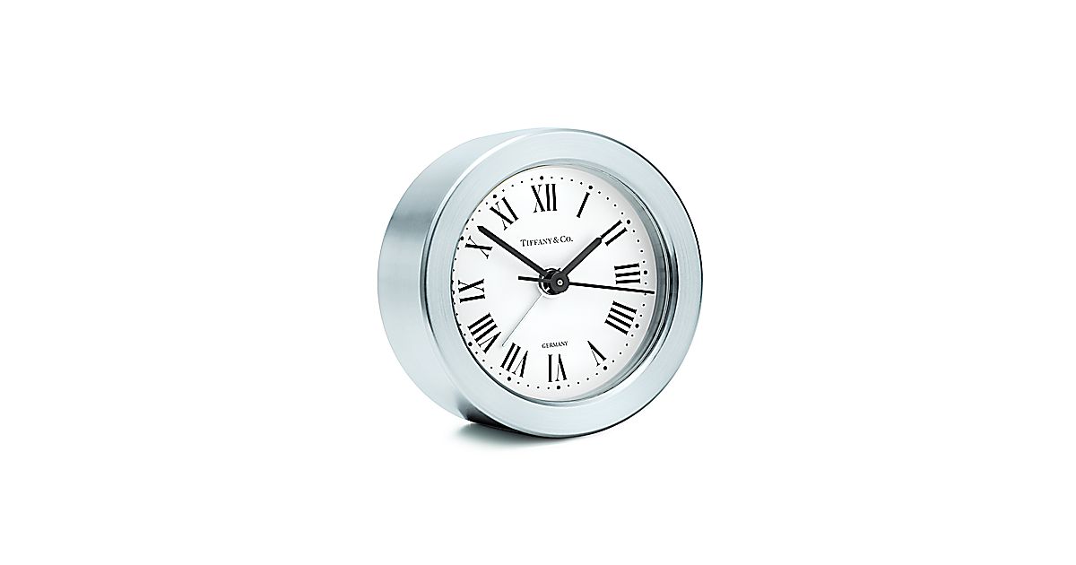 Round alarm clock in nickel. Tiffany & Co.