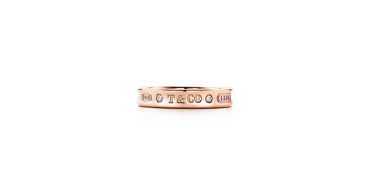 Tiffany 1837® narrow ring in 18k rose gold with diamonds. | Tiffany & Co.