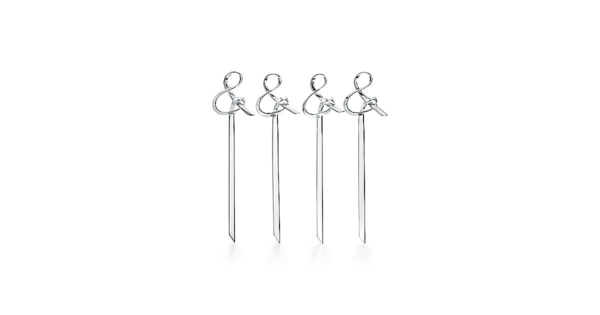 Tiffany Ampersand sterling silver cocktail picks, set of four