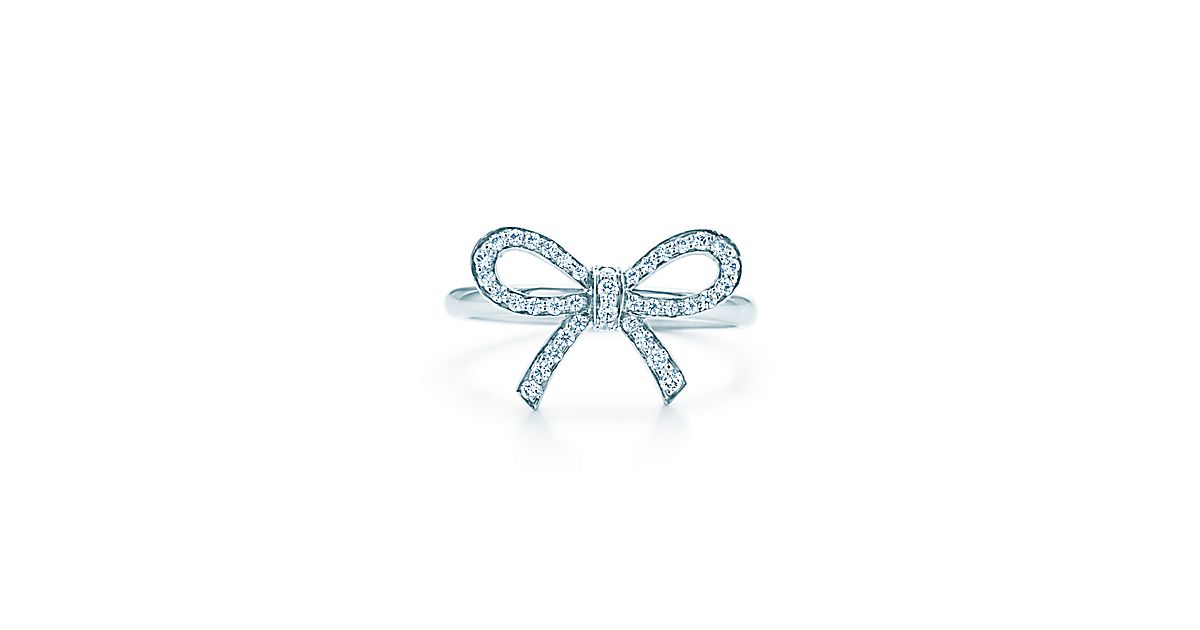 Tiffany Bow ring in platinum with diamonds. | Tiffany & Co.