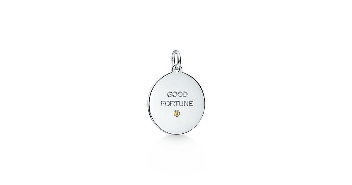 Tiffany Charms "Good Fortune" tag in sterling silver with a yellow