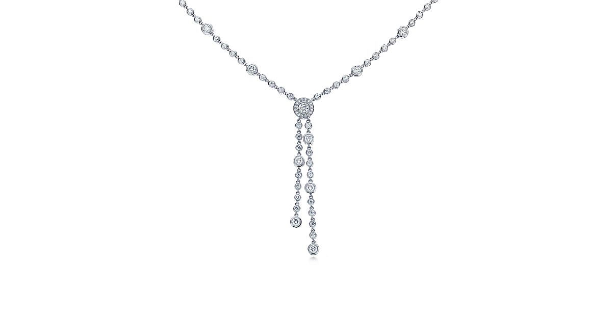 Tiffany Circlet double drop necklace with diamonds in platinum ...