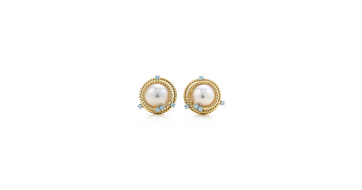 Tiffany & Co. Schlumberger® Rope ear clips in 18k gold with pearls and