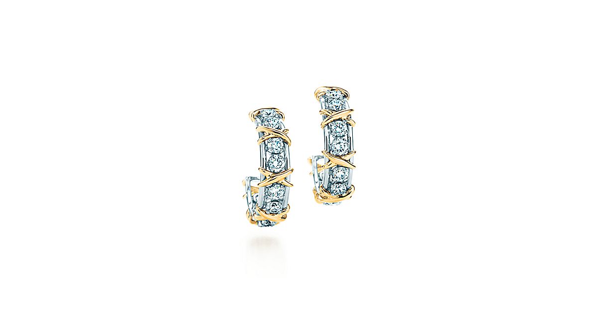 Tiffany & Co. Schlumberger Twenty Stone hoop earrings in gold with ...