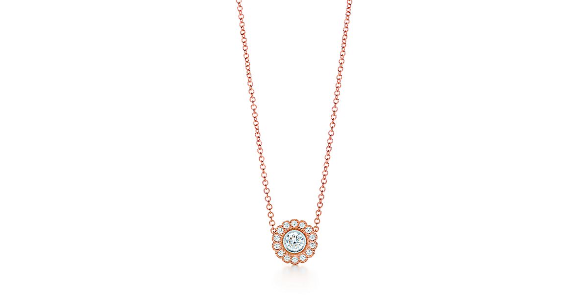 Tiffany Enchant® flower pendant in 18k rose gold and platinum with