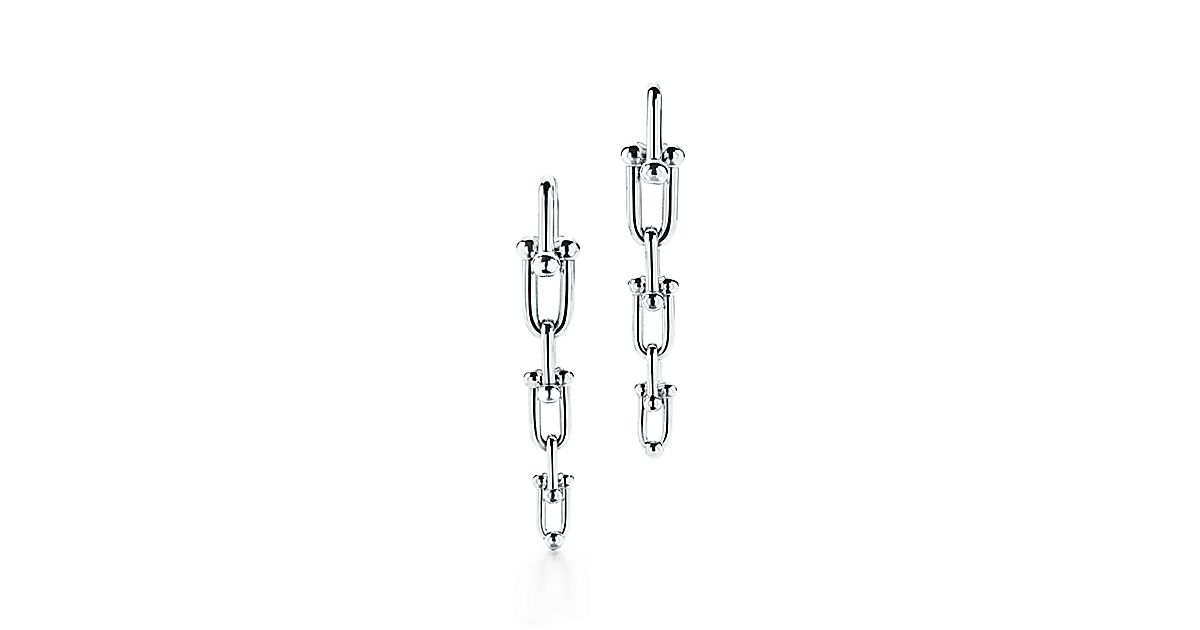 Tiffany HardWear graduated link earrings in sterling silver. Tiffany & Co.