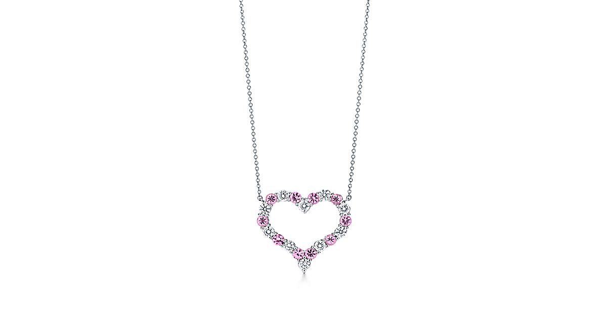 Tiffany Hearts® pendant with pink sapphires and diamonds in platinum ...