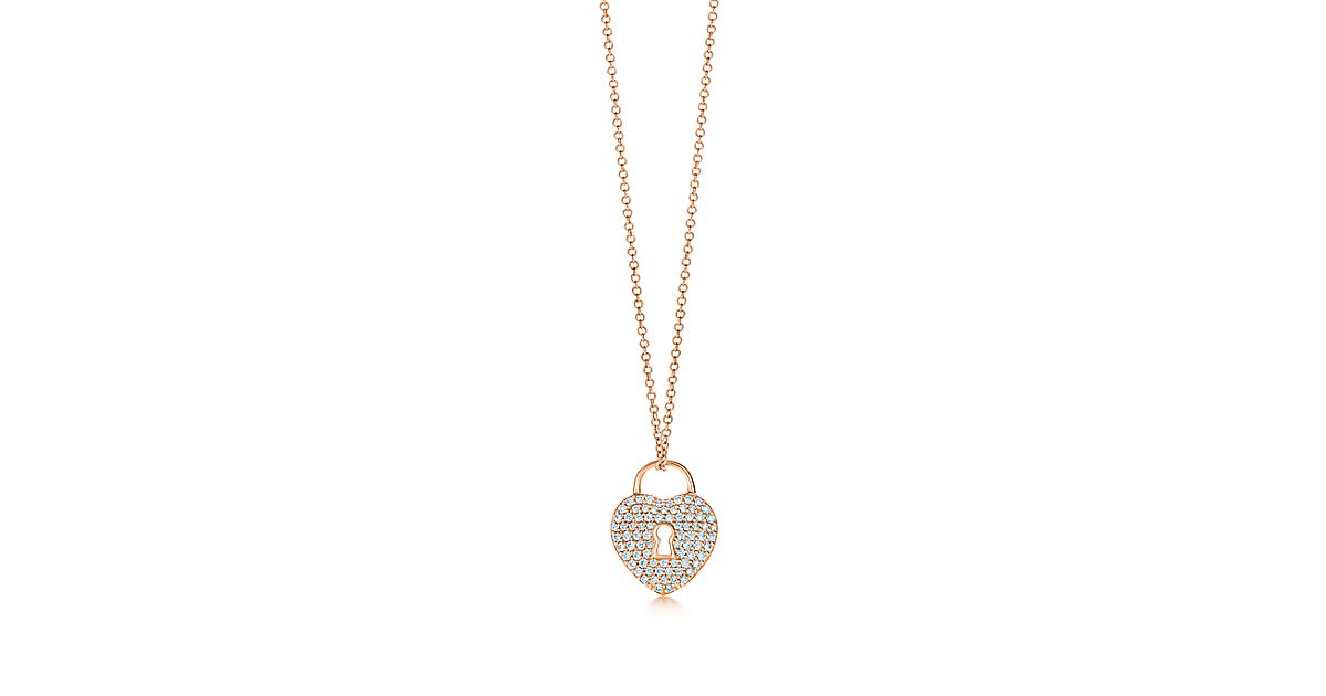 18K Rose Gold and Diamond Heart Lock Pendant | Tiffany & Co.