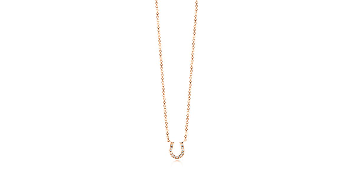 Tiffany Metro horseshoe pendant in 18k rose gold with diamonds, mini ...