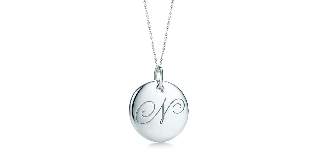 Tiffany Notes Alphabet Disc Charm In Silver On A Chain. Letters A-Z ...