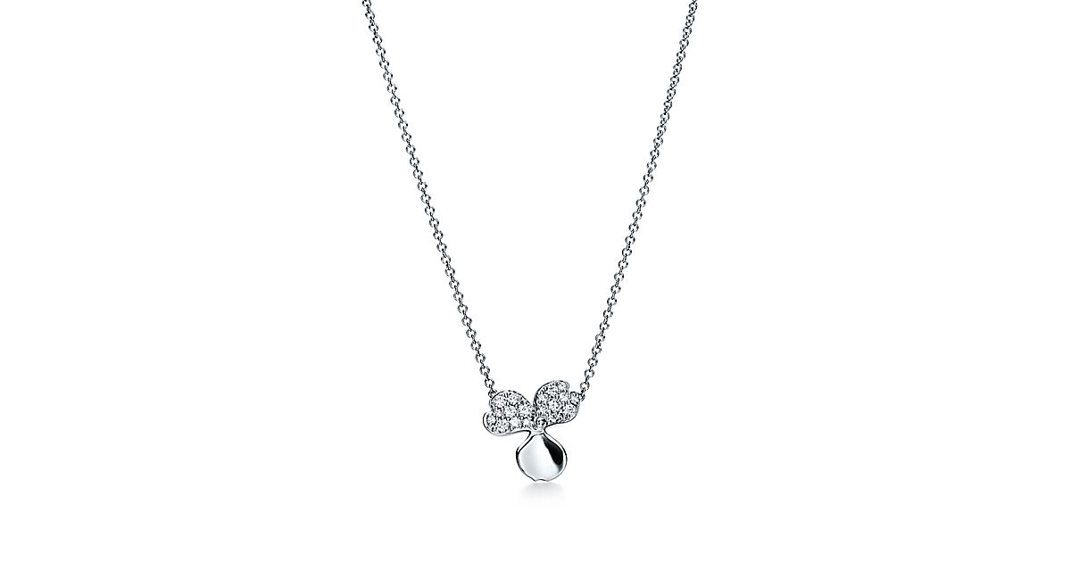 Tiffany Paper Flowers™ diamond flower pendant in platinum with diamonds ...