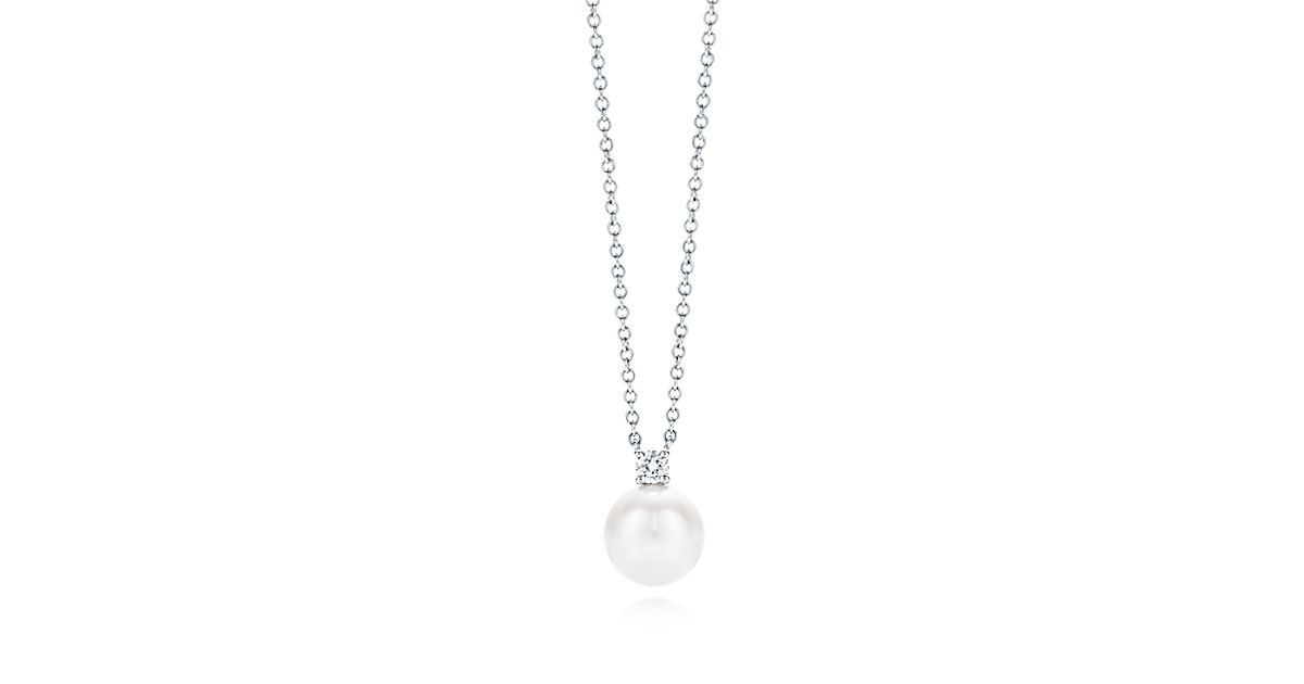 Tiffany Signature® Pearls pendant in 18k white gold with a pearl and a ...