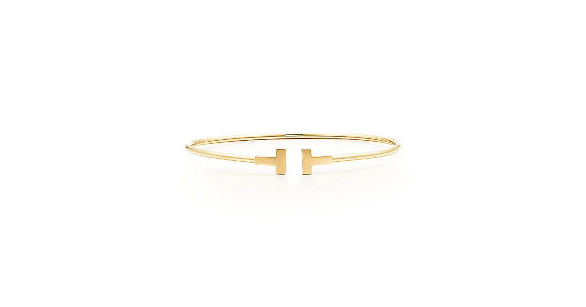 Tiffany T Narrow Wire Bracelet In 18k Gold Medium Tiffany And Co