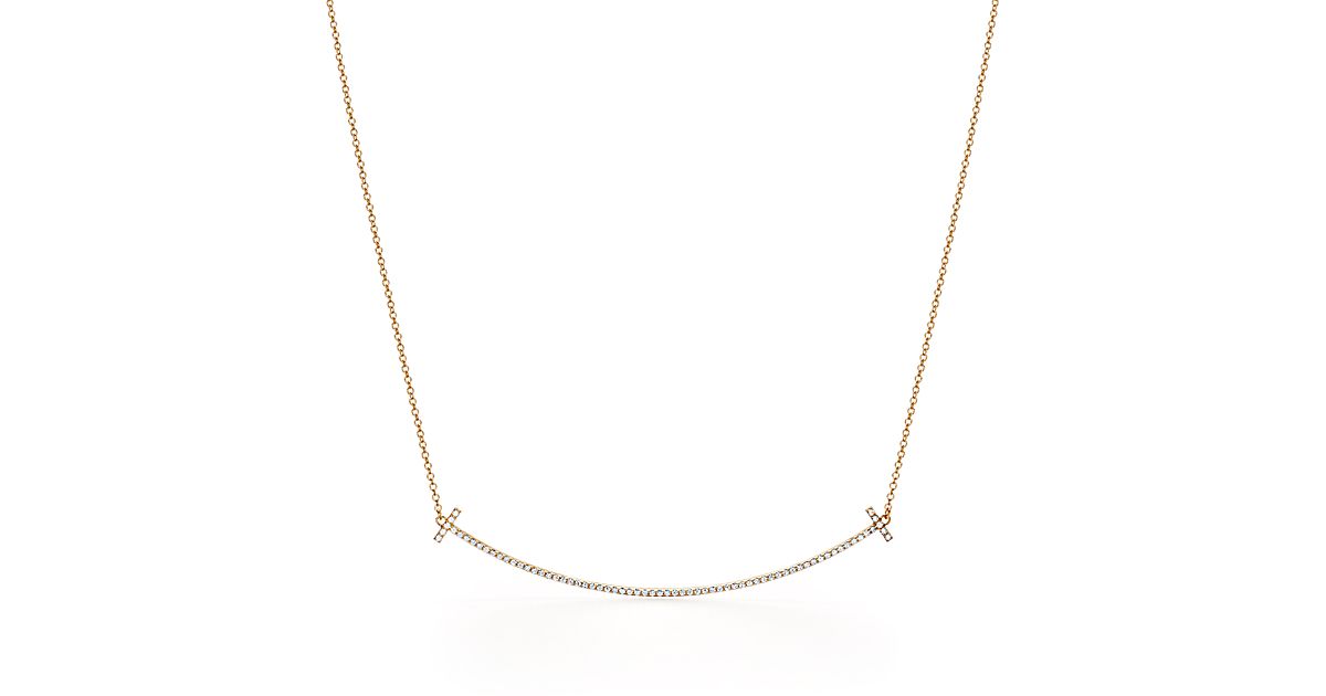 Tiffany T smile pendant in 18k gold with diamonds. | Tiffany & Co.