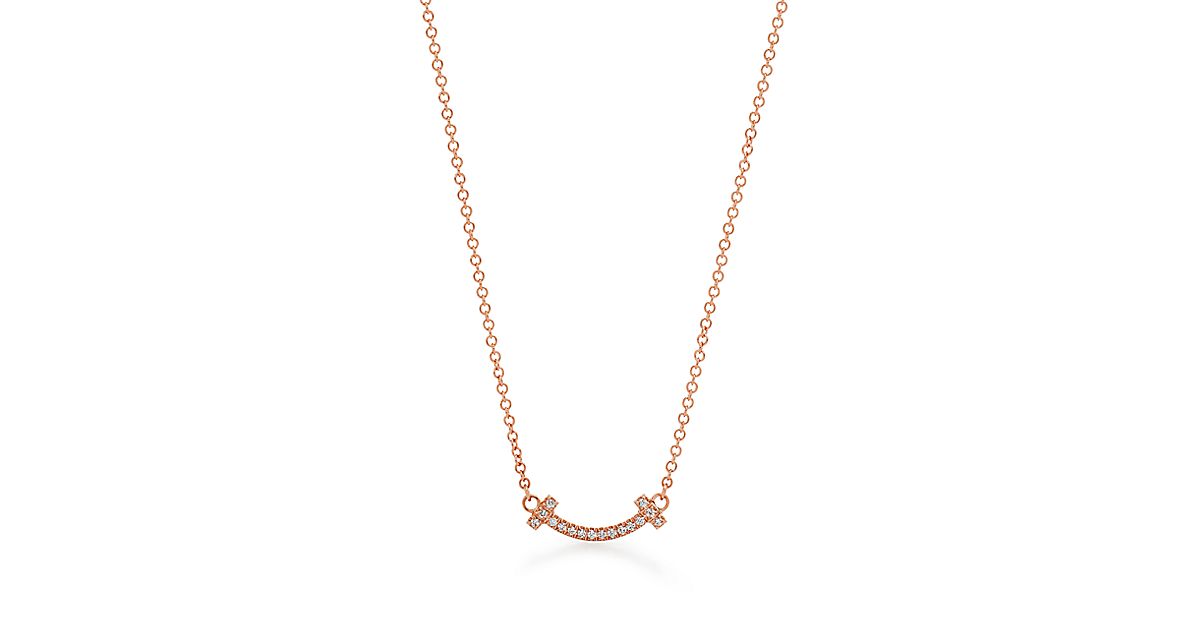 Tiffany T Smile Pendant In 18k Rose Gold With Diamonds Micro Tiffany And Co 0600