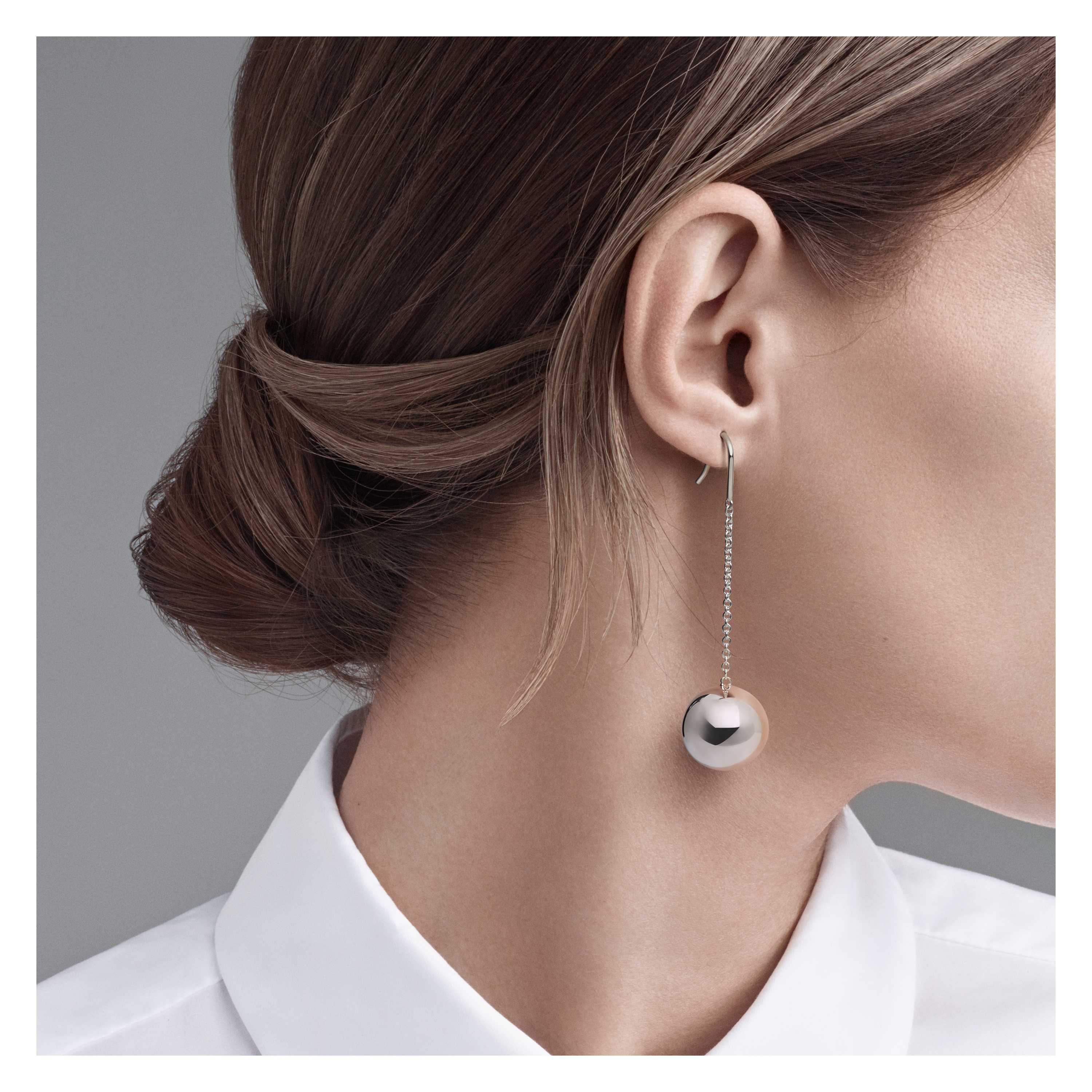 Tiffany Hardwear 14mm Sterling Silver Ball Hook Earrings Tiffany Hardwear Ball Hook Earrings Model Shot 1