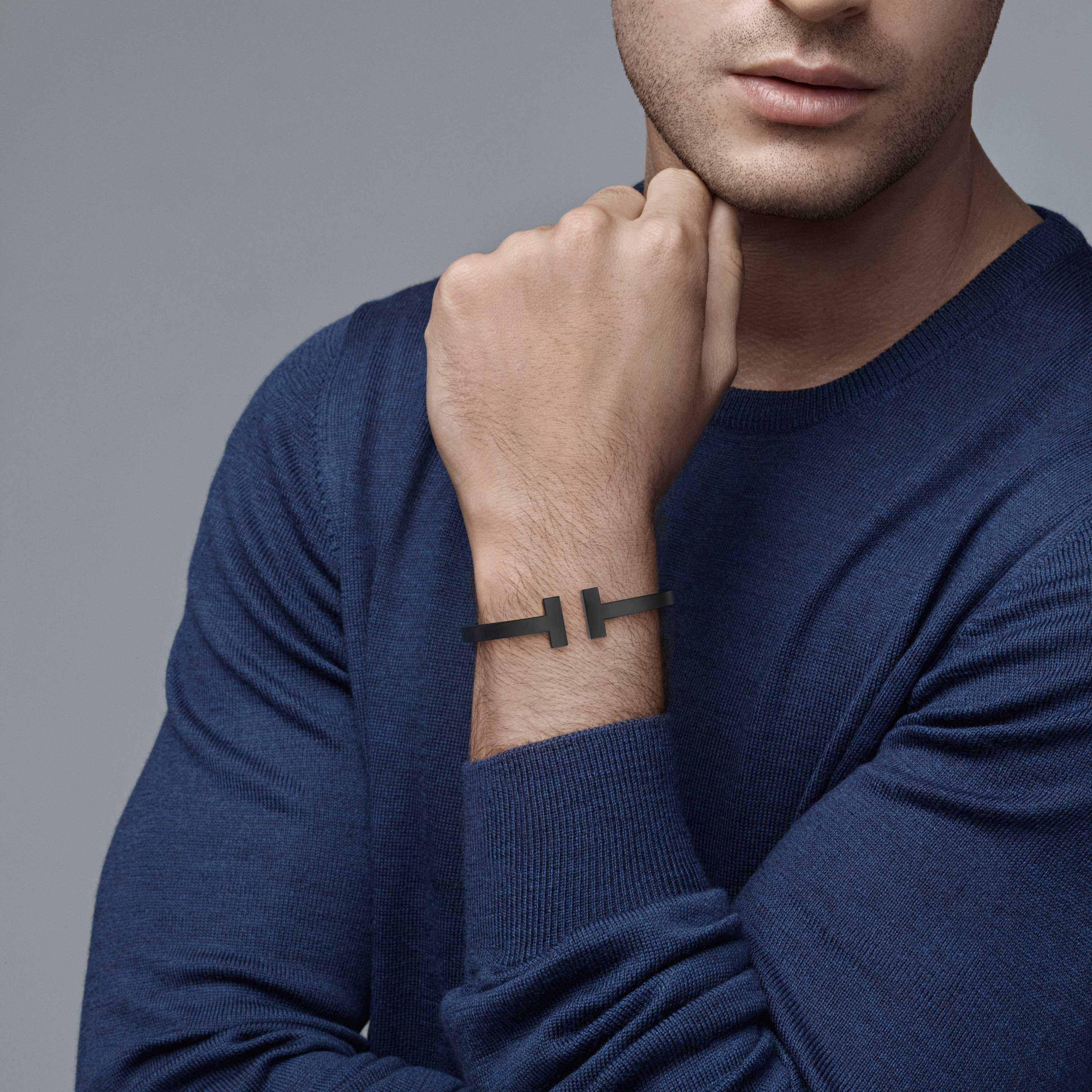 Tiffany T Square Bracelet In Black Coated Steel Medium Co Tiffany T Square Bracelet Model Shot 2