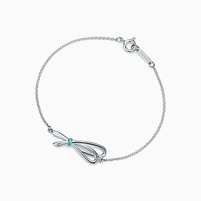 Bracelets For Women Bangles Cuffs More Tiffany Co Tiffany Bow Knot Bracelet In Sterling Silver With Blue Enamel Finish