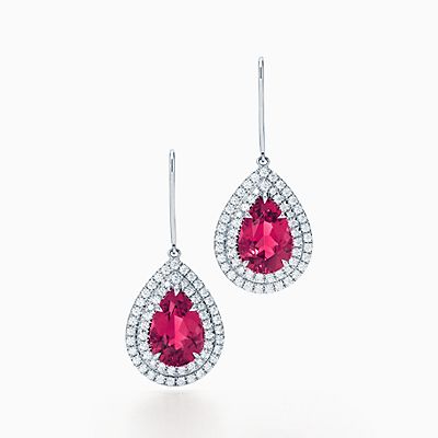 Tiffany Soleste Co Tiffany Soleste Earrings In Platinum With Rubellites And Diamonds