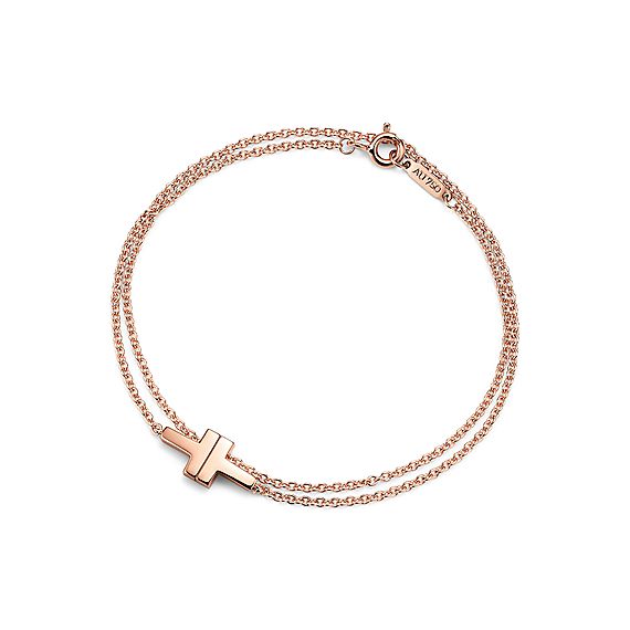 Tiffany T Two Double Chain Bracelet In 18k Rose Gold Medium Tiffany T Two Double Chain Bracelet In 18k Rose Gold Medium Co