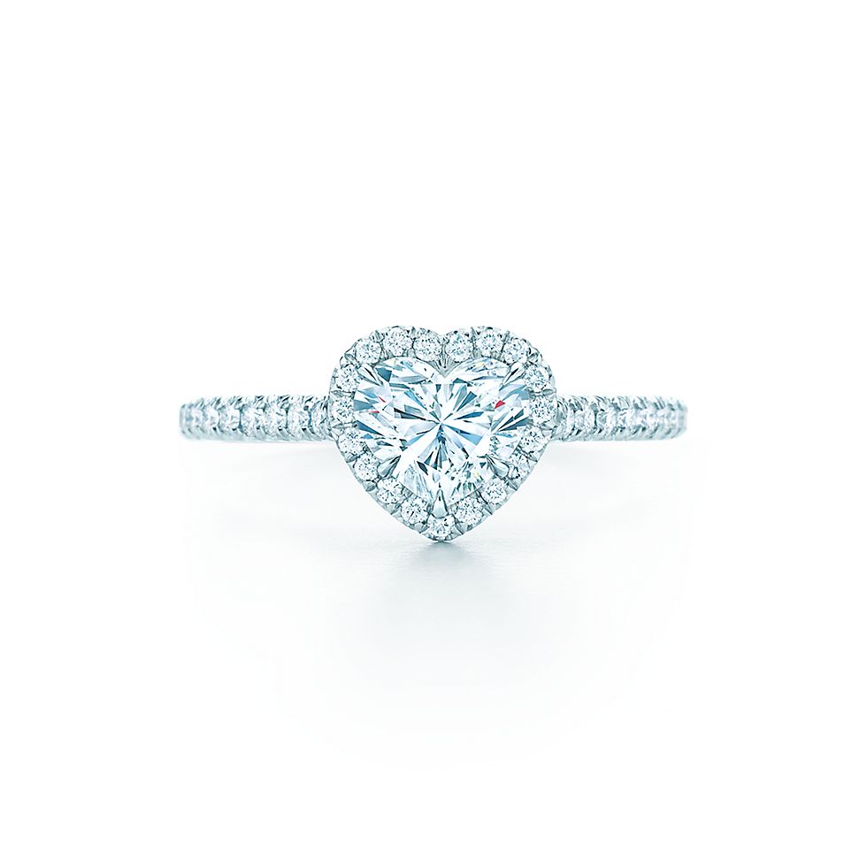 Tiffany Soleste Heart Shaped Halo Diamond With Diamond Band