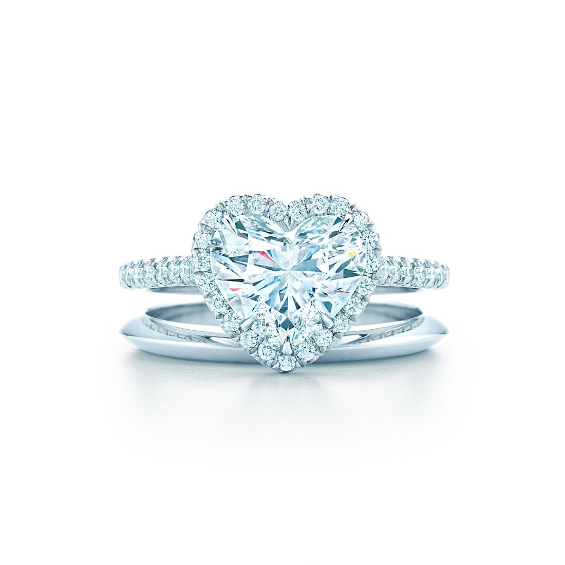 Tiffany Soleste Heart Shaped Halo Diamond With Diamond Band