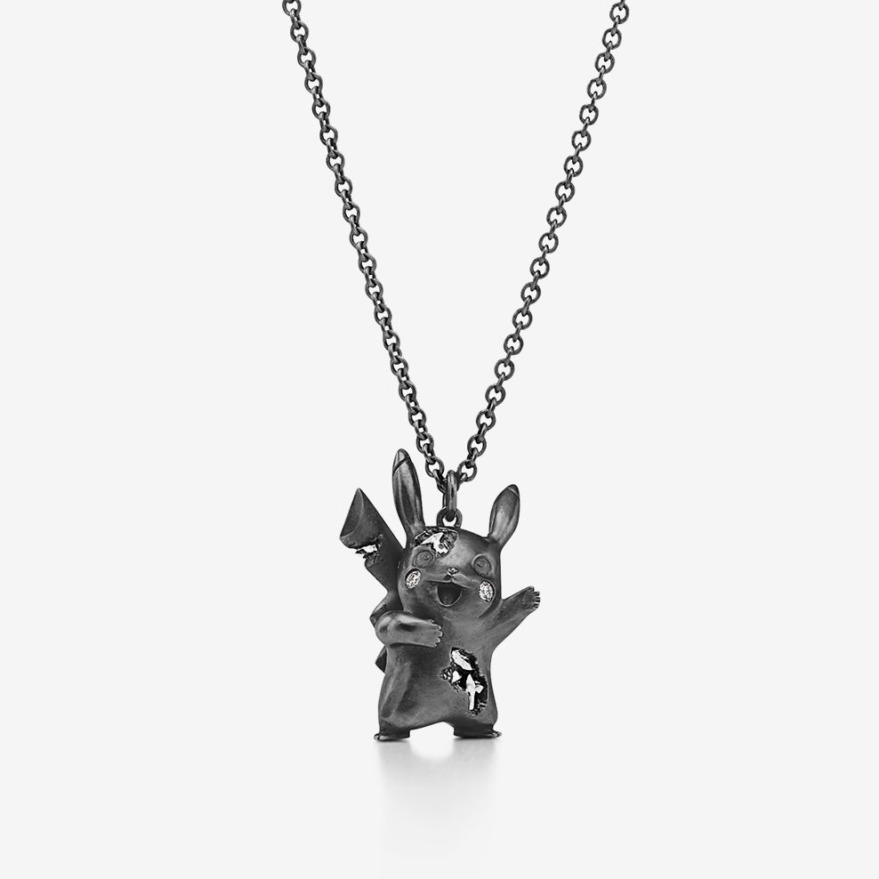 Tiffany & Arsham Studio & Pokémon Pikachu-Anhänger in oxidiertem Sterlingsilber mit Diamanten