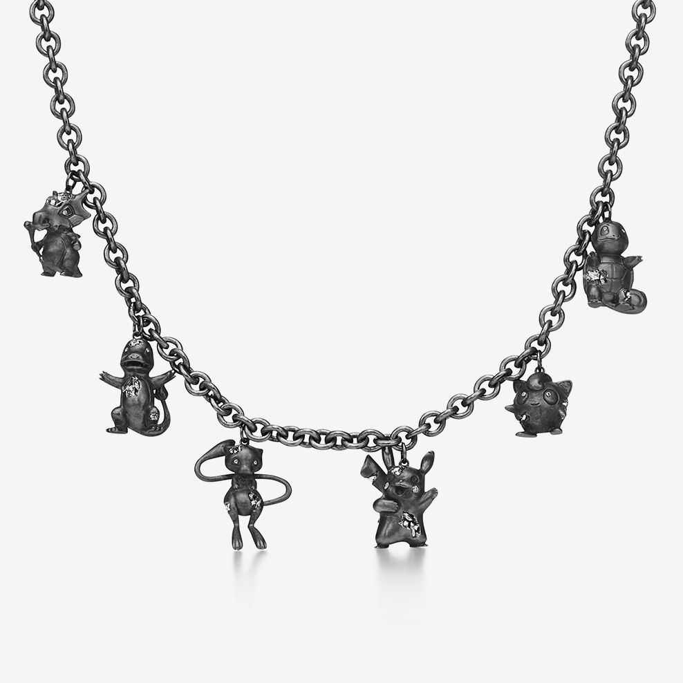 Tiffany & Arsham Studio & Pokémon Station Necklace in Oxidised Sterling Silver in Diamonds