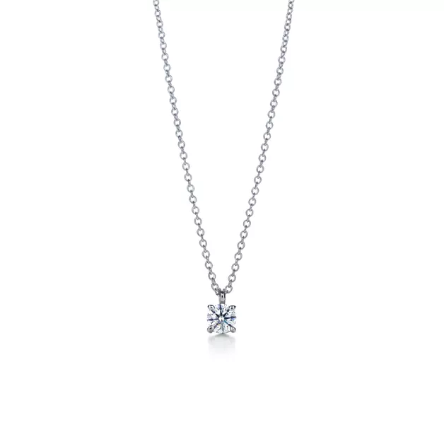 Tiffany Solitaire:Diamond Pendant in Platinum, 0