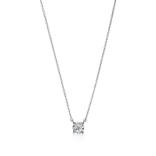 Tiffany Solitaire:Diamond Pendant in Platinum, 0