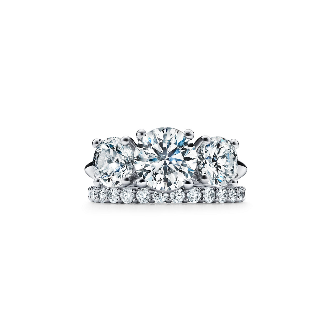 Tiffany Three Stone: Engagement Ring in Platinum image number 7