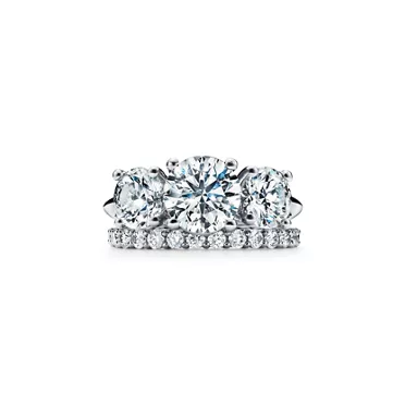 Tiffany:Bague de fiançailles Trois pierres en platine 950 millièmes, 7
