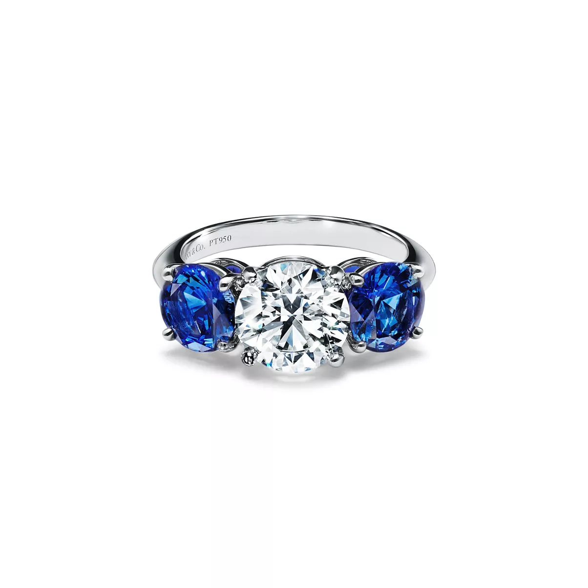 Engagement Ring with Sapphire Side Stones in Platinum