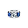 Tiffany Three Stone:Engagement Ring with Sapphire Side Stones in Platinum image number 0