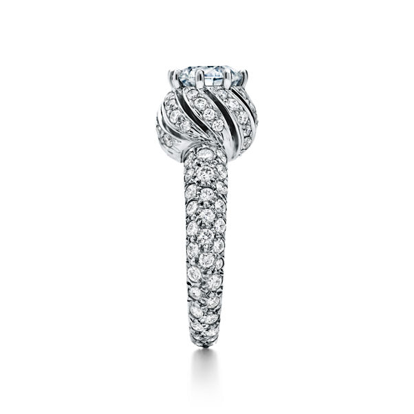 Schlumberger by Tiffany & Co.™: Buds Round Brilliant Engagement Ring with a Diamond Platinum Band