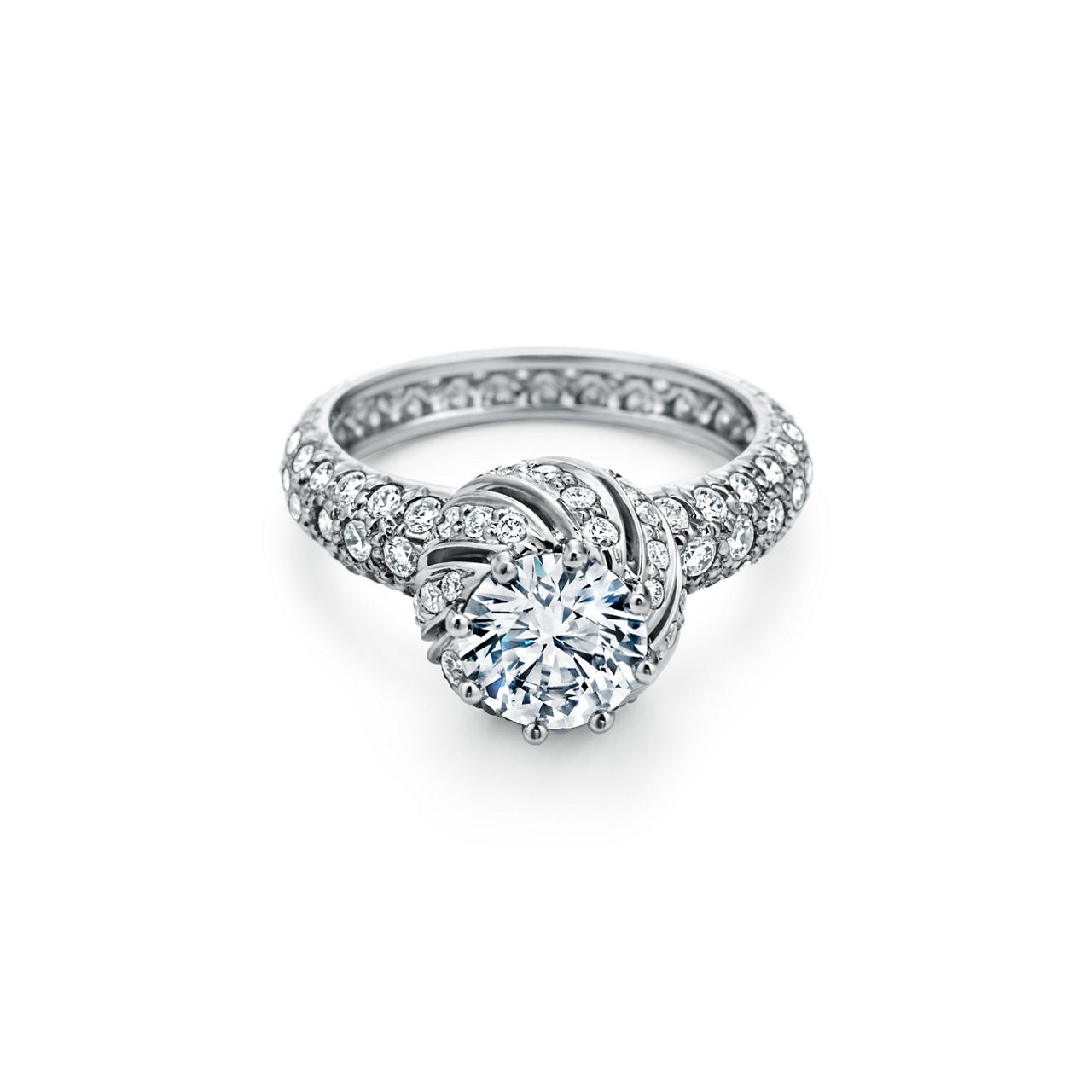 Schlumberger by Tiffany & Co.™: Buds Round Brilliant Engagement Ring with a Diamond Platinum Band image number 0