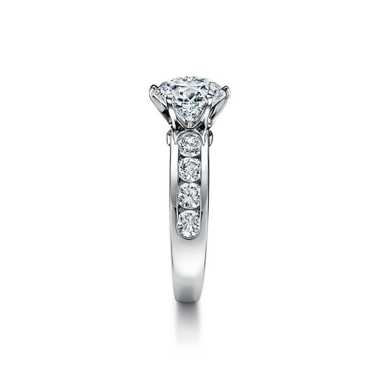 The Tiffany® Setting: Engagement Ring with a Channel-set Diamond Band in Platinum image number 4