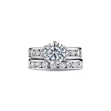 The Tiffany® Setting: Engagement Ring with a Channel-set Diamond Band in Platinum, 6