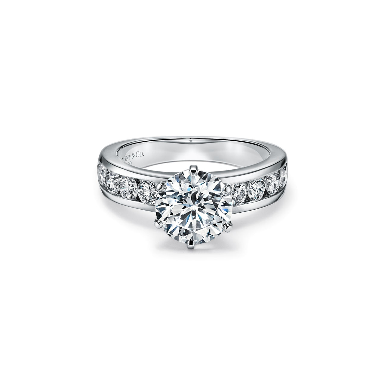 Tiffany® Setting:Verlobungsring mit einem Diamantring in Channel-Fassung in Platin Bildnummer 0