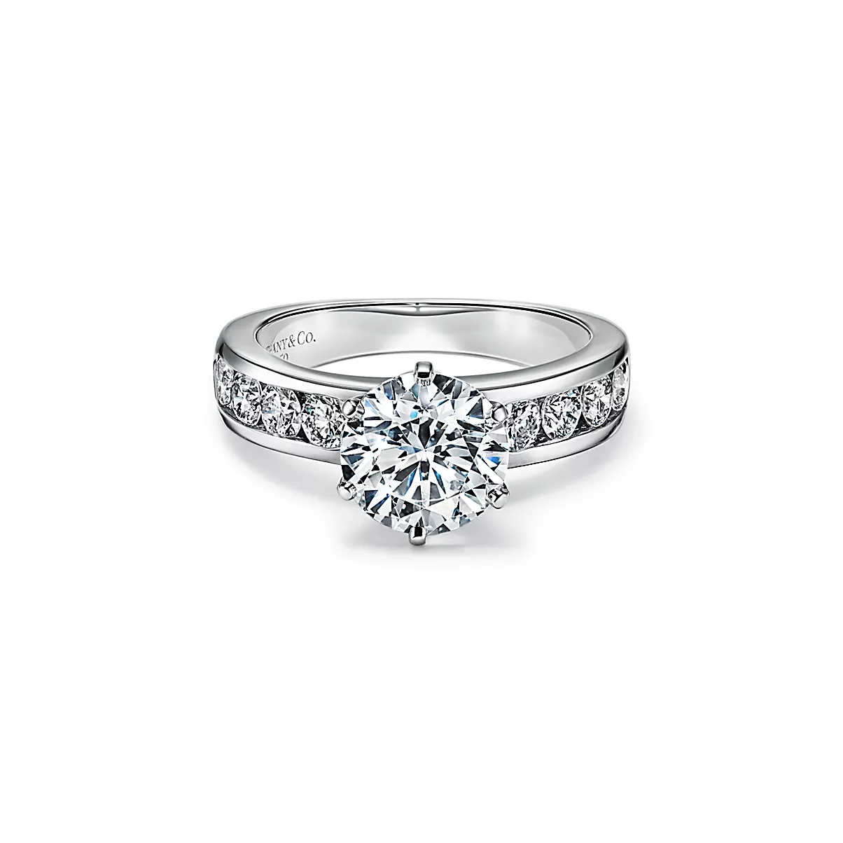 Tiffany Setting w/Diamond Band Ring 플래티늄 다이아몬드