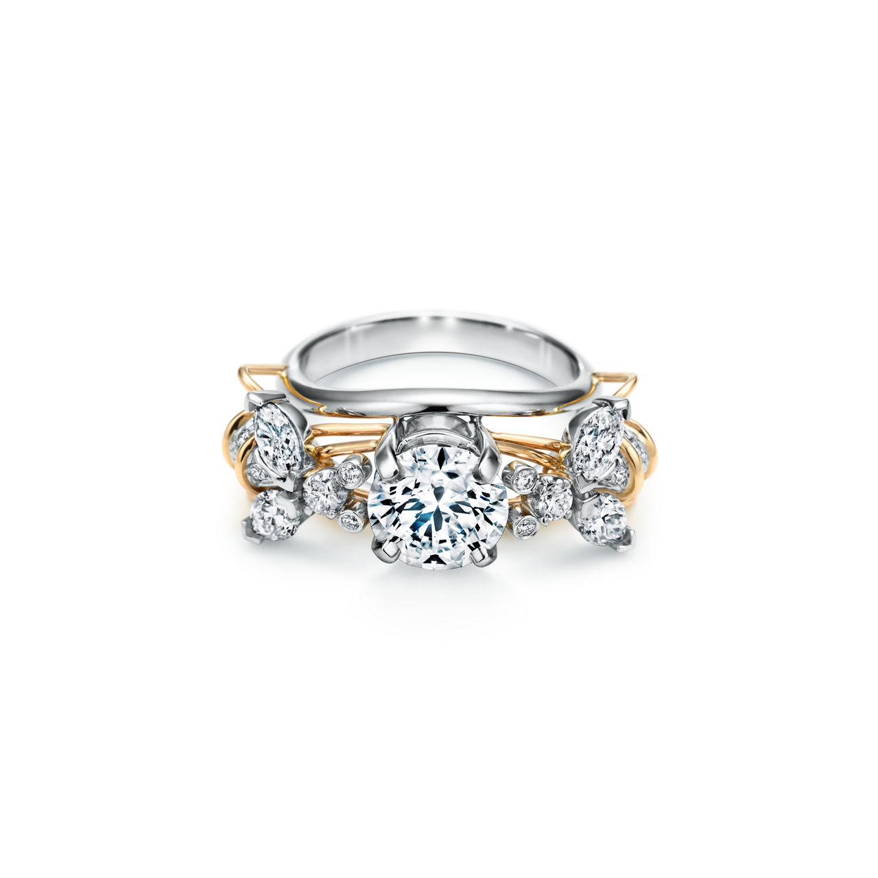  by Tiffany & Co.™: Verlobungsring mit zwei Bienen in Platin und 18 Karat Gold