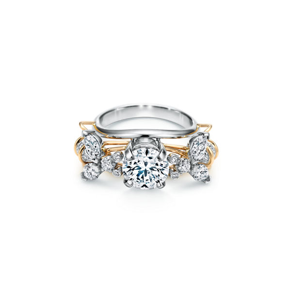 Schlumberger by Tiffany & Co.™:Bague de fiançailles Two Bees en platine 950 millièmes et or 18 carats